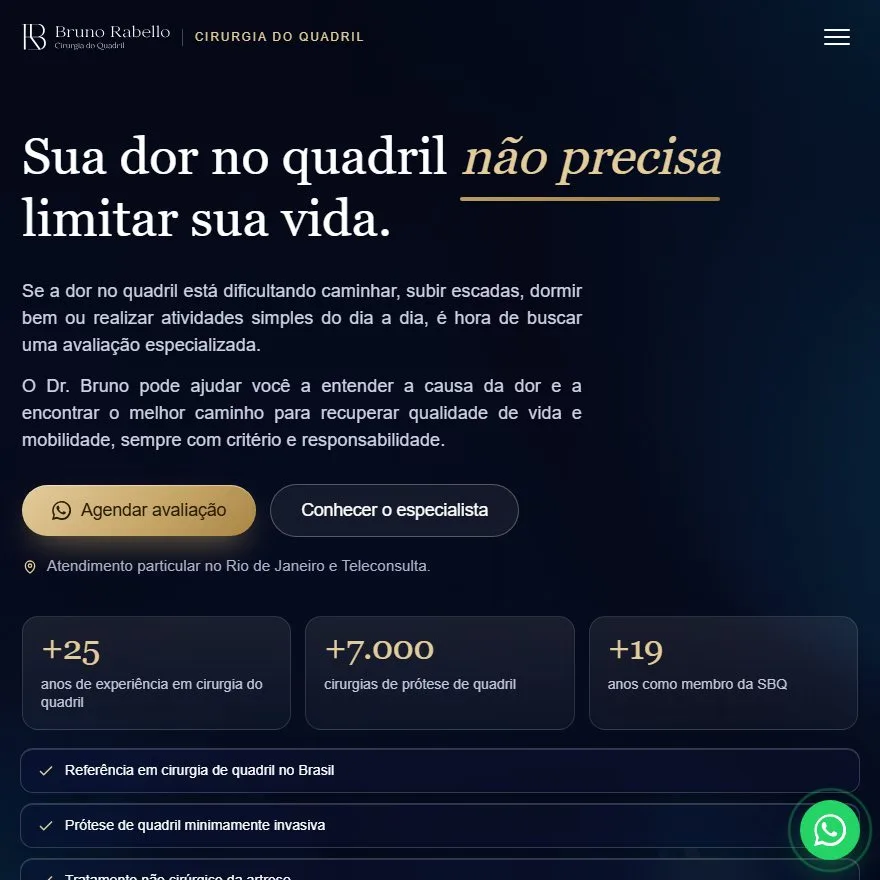 Landing page do Dr. Bruno Rabello